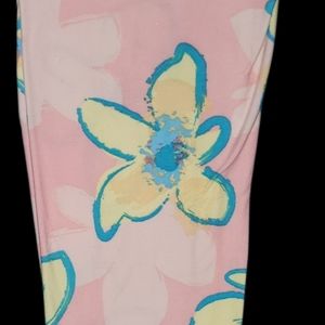 NWOT OS LULAROE leggings pink with flowers